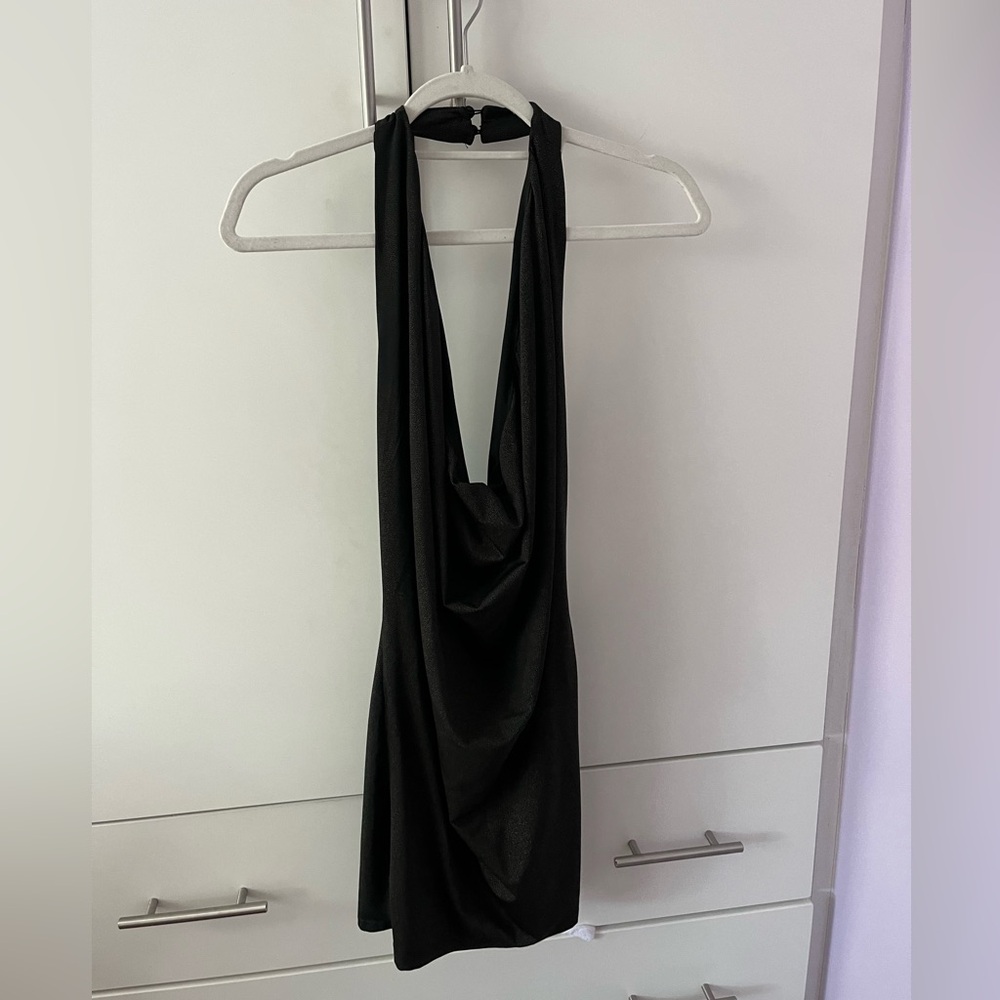 Superdown Black Sparkle Halter Dress